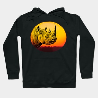 Rhino at Sunset Design for Save Rhino Supporters Hoodie